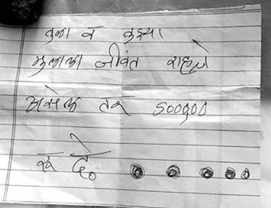 5 lakhs ransom to Gramsevak demanded by Chittha | चिठ्ठीद्वारे मागितली ग्रामसेवकाकडे पाच लाखांची खंडणी