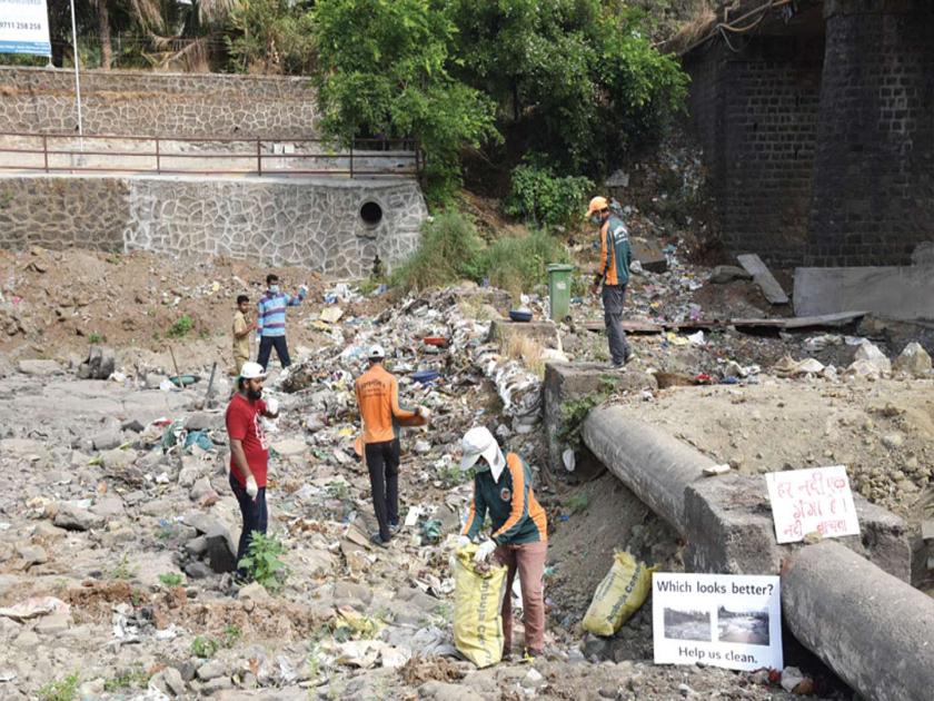 Start the cleaning campaign of Gadhhi river in Panvel | पनवेलमधील गाढी नदीच्या स्वच्छता मोहिमेला सुरुवात