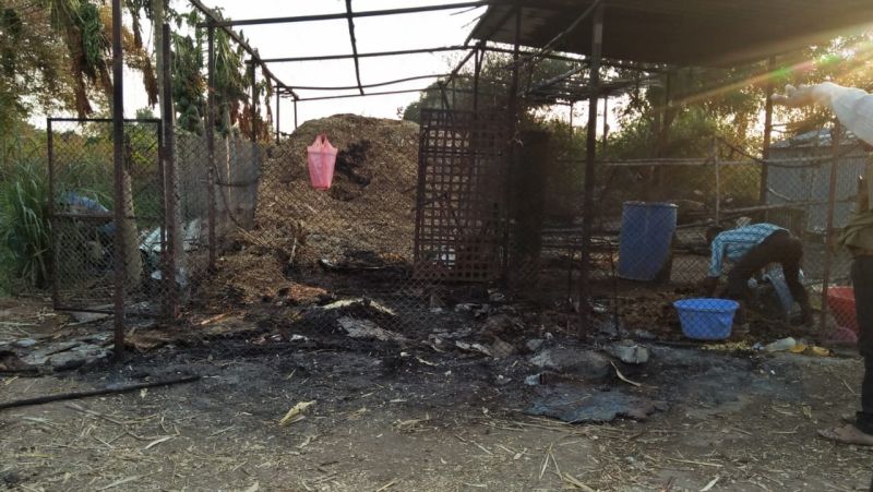Damage of Rs 3 lakh due to fire at Waghli in the afternoon | वाघळी येथे भर दुपारी खळ्यास आग लागून तीन लाखांचे नुकसान