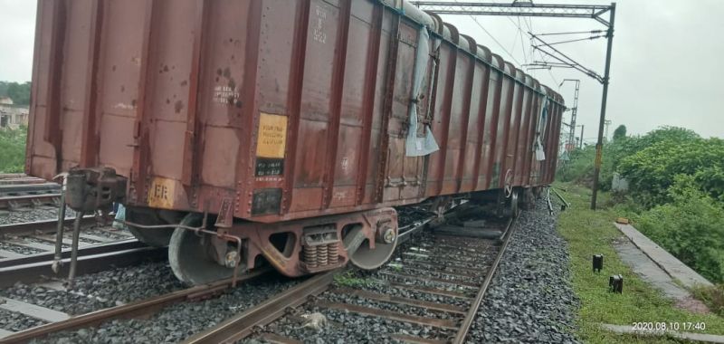 In Ballarpur, a freight train derailed | बल्लारपुरात रेल्वे रुळावरून मालगाडीचे डब्बे घसरले