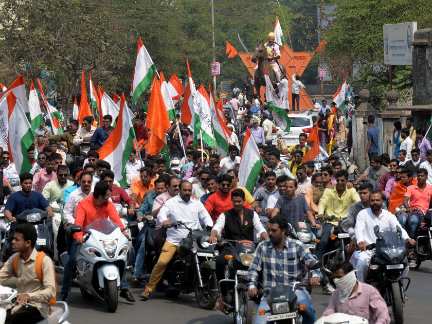 Kolhapur: Shivaji Peth starts Shivjayanti festival, massive motorcycle rally from city of Ashwarudh festivals | कोल्हापूर : शिवाजी पेठेत शिवजयंती उत्सव सुरू, अश्वारुढ उत्सवमूर्तीची शहरातून भव्य मोटारसायकल रॅली
