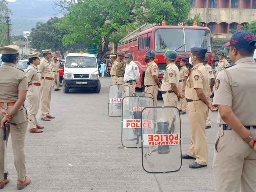 Mock drill of police to Trimbakeshwar | त्र्यंबकेश्वरला पोलिसांचे मॉकड्रील