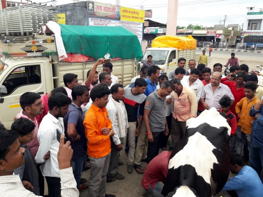 Parbhani: Authorities protest against removal of cows | परभणी : गायीची मिरवणूक काढून अधिकाऱ्यांचा नोंदवला निषेध