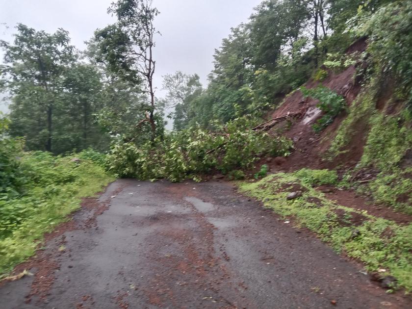Bhootmokhada road closed due to pain | भूतमोखाडा रस्त्यावर दरड कोसळून रस्ते बंद