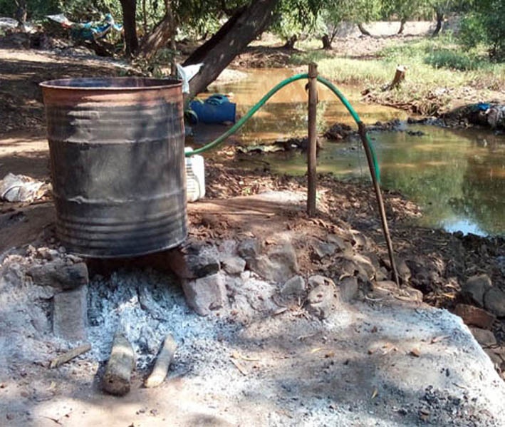 Illegal production of liquor from Wadaswatri lake in Parli | परळीत वडसावित्री तलावातून दारुचे बेकायदेशीर उत्पादन