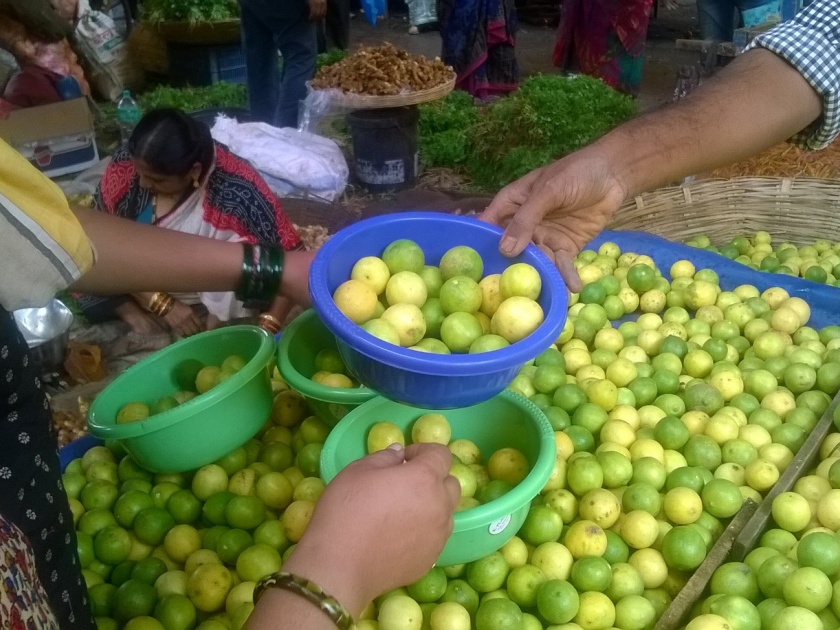 Kolhapur: 10 rupees for lemon, guar, okra and eighty rupees above the bucket | कोल्हापूर : दहा रूपयाला बुट्टीभर लिंबू, गवार, भेंडी, दोडका ऐंशी रुपयांच्या वर
