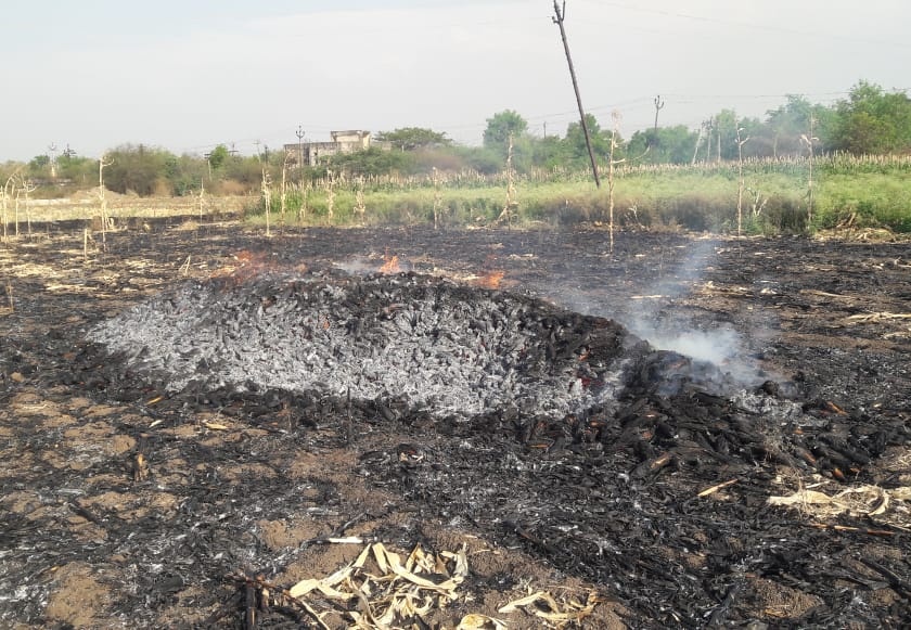 Short circuit fire in Kajgaon Shivara; Loss of three lakhs | कजगाव शिवारात शाॅर्टसर्किटने आग; तीन लाखांचे नुकसान