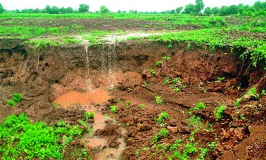 The soil in the field was carried away | शेतातील माती गेली वाहून