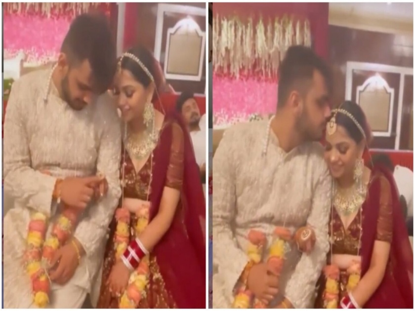 Viral Video : Bride and groom playing on spinner ring in wedding watch video | VIDEO : लग्न झाल्यावर मंडपातच नवरी-नवरदेव खेळू लागले खेळ, इकडे-तिकडे बघून नवरदेवाने मारला चान्स