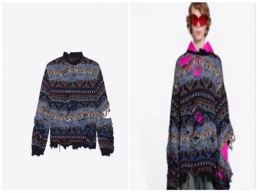 Viral photo luxury brand balenciaga selling expensive distressed sweater | फेमस ब्रॅन्डने मार्केटमध्ये आणलं नवं फाटकं स्वेटर, किंमत वाचून चक्रावले लोक