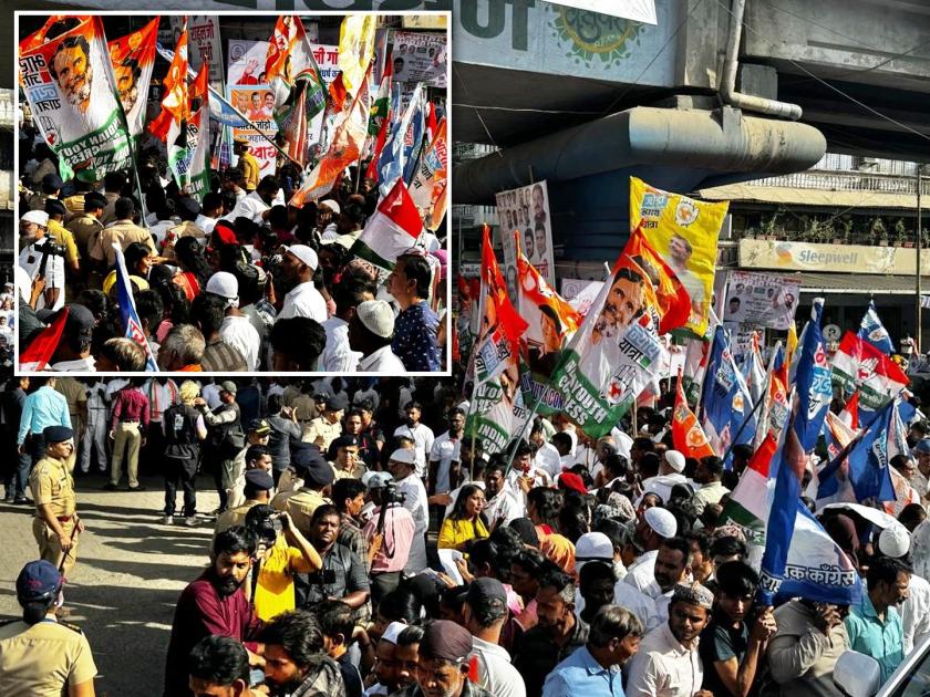 huge crowd of congress workers to welcome rahul gandhi in bhiwandi enthusiasm among citizens | भिवंडीत राहुल गांधी यांच्या स्वागताला काँग्रेस कार्यकर्त्यांची प्रचंड गर्दी ; नागरिकांमध्ये उत्साह