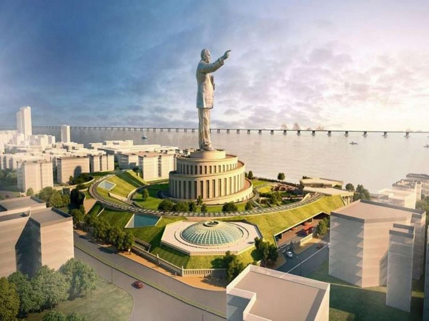 The height of the statue in Babasaheb's memorial is 450 feet from the ground | बाबासाहेबांच्या स्मारकातील पुतळ्याची उंची जमिनीपासून ४५० फूट, उंचीवाढीस सुधारित प्रशासकीय मान्यता