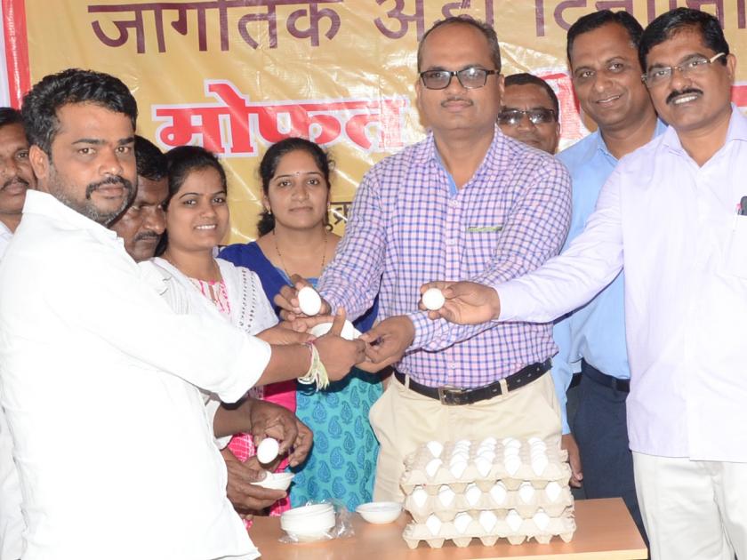 Animal Husbandry Department felt 1 lakh eggs | पशुसंवर्धन विभागाने वाटली १ लाख अंडी