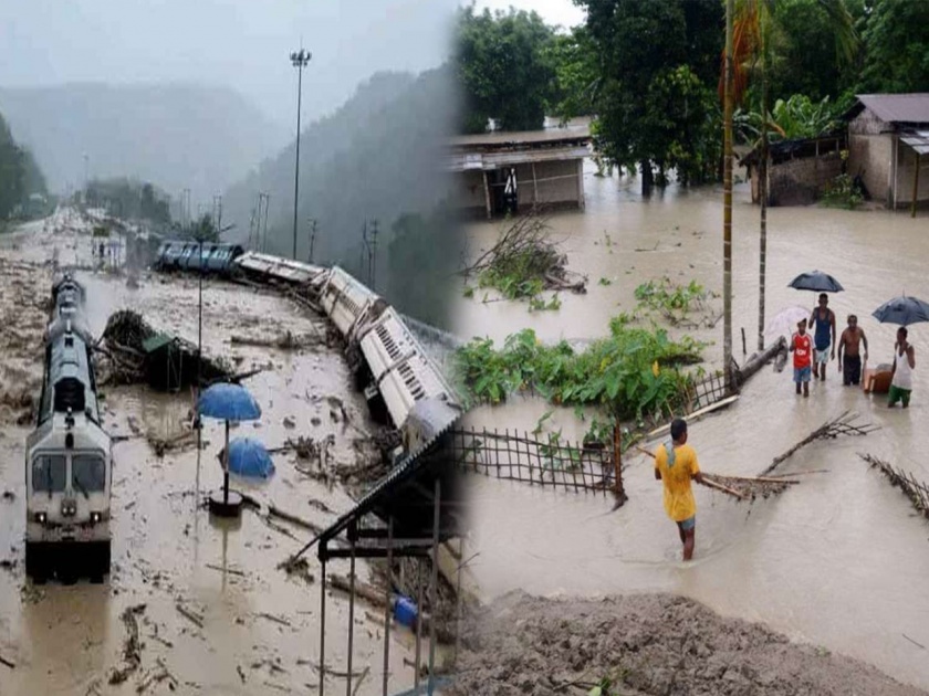 video assam flood news 2 lakh people affected many rail lines destroyed | हाहाकार! आसाममधील 20 जिल्ह्यांना पुराचा फटका; 2 लाख लोक बेघर, जनजीवन विस्कळीत