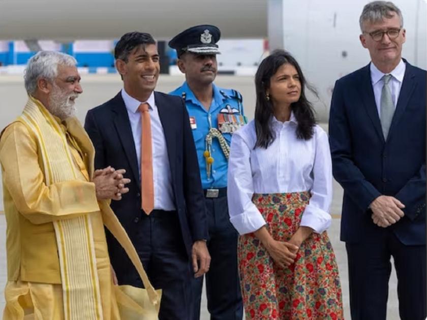 g20 summit british pm welcomed with jai siyaram ashwini choubey told rishi sunak importance of buxar | ब्रिटनचे पंतप्रधान ऋषी सुनक यांचे भारतात 'जय सियाराम'ने स्वागत; अश्विनी चौबेंकडून भगवद्‌गीता आणि रुद्राक्ष भेट!