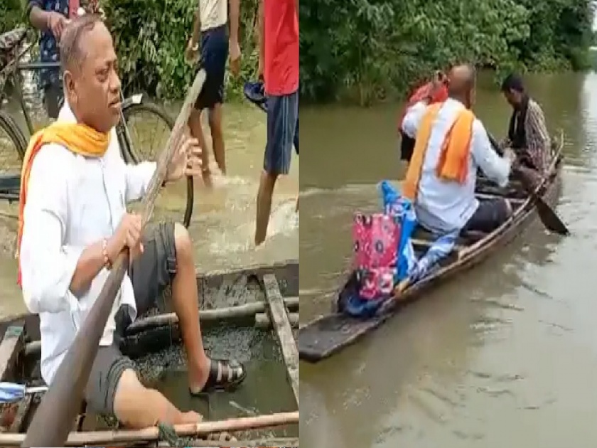 Assam Flood: Transport Minister became sailor for the patient, transported him to the hospital by boat | Assam Flood: आसाम पूर; रुग्णासाठी परिवहन मंत्री झाले नाविक, होडीतून पोहचवले रुग्णालयात
