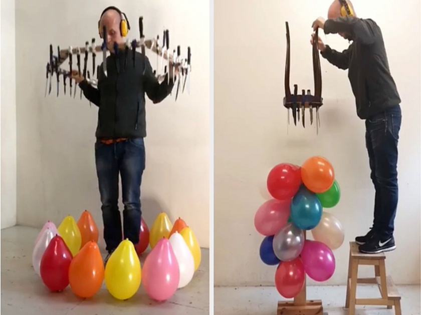 Jan hakon Erichsen balloon knife art videos goes viral | Video : याची फुगे फोडण्याची स्टाईल बघून तुम्हीही म्हणाल, बाबो...लढाईला निघाला की काय ह्यो?