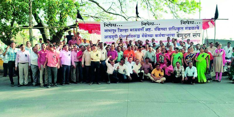 District Bank employees in indefinite strike in Nagpur |  नागपुरात जिल्हा बँकेचे कर्मचारी बेमुदत संपावर 