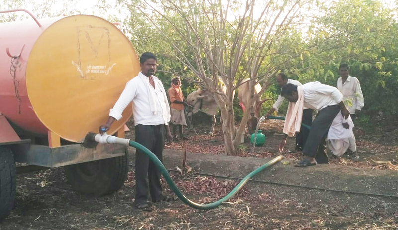 Due to drought; Water tankers to save orchards | दुष्काळाची दाहकता; फळबागा वाचविण्यासाठी टँकरदारे पाणीपुरवठा