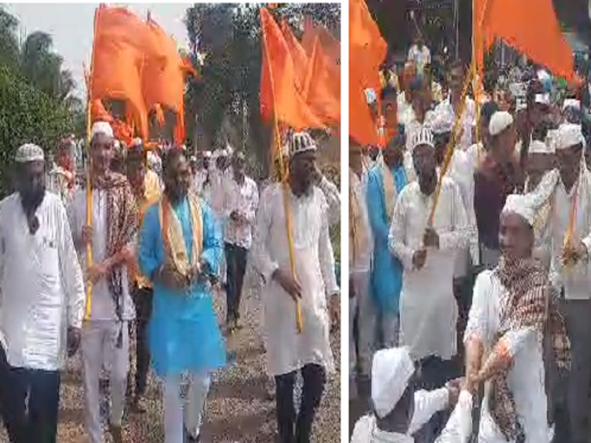 Flag in hand, Mukhi Harinam; Service by Muslim devotees to Varakari, spontaneous participation in Dindi | Video: हाती पताका, मुखी हरीनाम; मुस्लीम भाविकांकडून वारकऱ्यांची सेवा, दिंडीत उत्स्फूर्त सहभाग