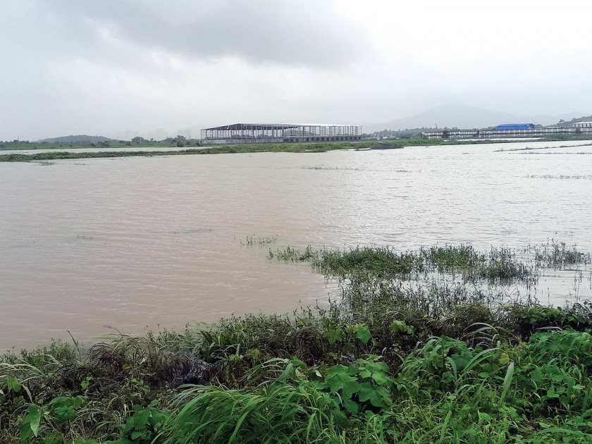 Flooding broke out, but paddy was under water | भिवंडीत पूर ओसरला, मात्र भातशेती पाण्याखाली