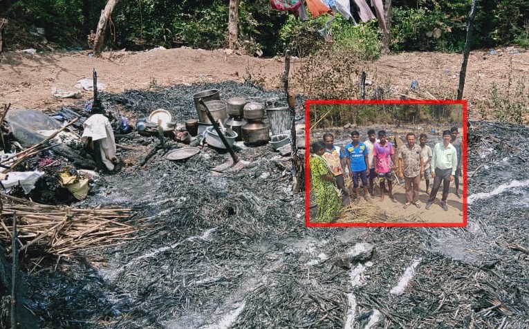 17 huts of brick kiln workers burnt to ashes in Bhiwandi | भिवंडीत वीटभट्टी मजुरांच्या १७ झोपड्या जळून खाक, गरिबांच्या संसाराची राख रांगोळी