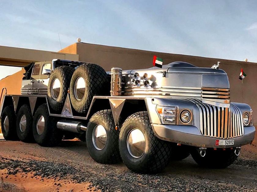 Dubai Sheikh builds worlds largest SUV see pics | 'या' व्यक्तीने तयार केली जगातली सर्वात मोठी SUV, दोन कार्सना जोडून केली एक कार!