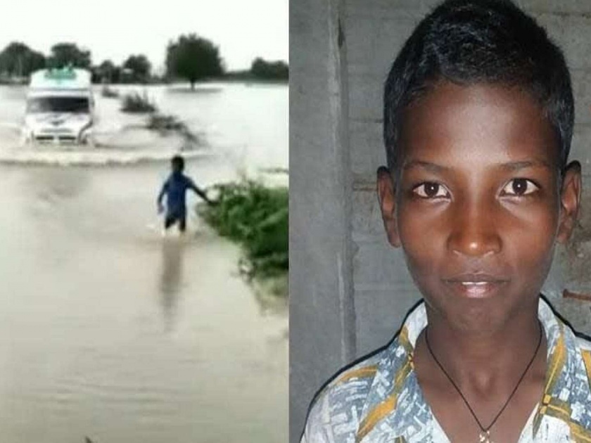 12 year old felicitated for guiding ambulance across flooded bridge | जिवाची बाजी लावत 'त्या' 12 वर्षांच्या मुलानं रुग्णवाहिकेला दाखवला रस्ता, व्हिडीओ व्हायरल