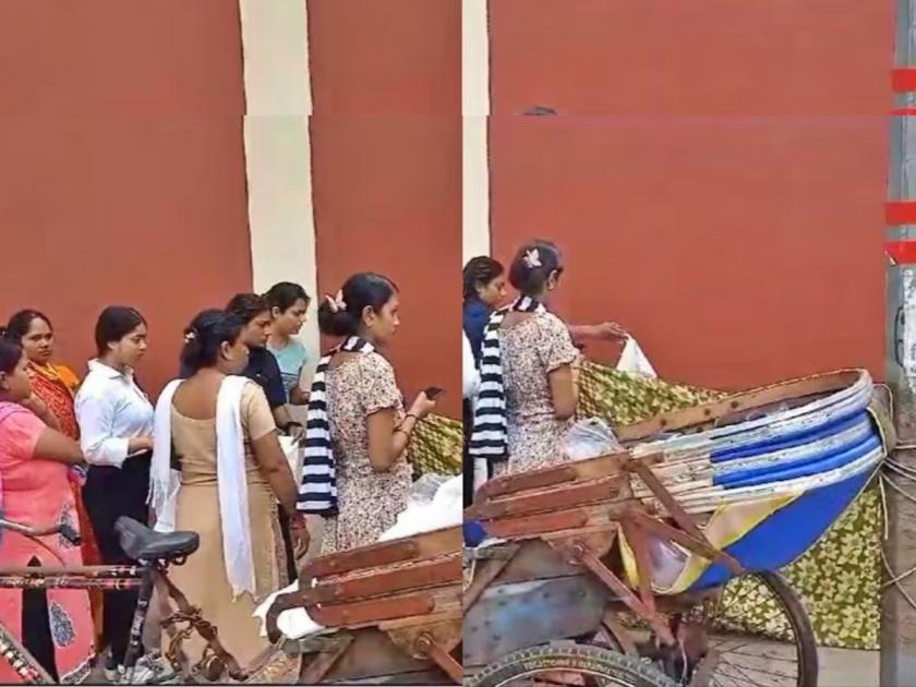 lucknow woman delivery on road video labor pen rajbhavan opposition slams yogi govt | Video - हृदयद्रावक! "डॉक्टरांनी हातही लावला नाही"; रस्त्यावर महिलेची डिलिव्हरी, पती म्हणतो...