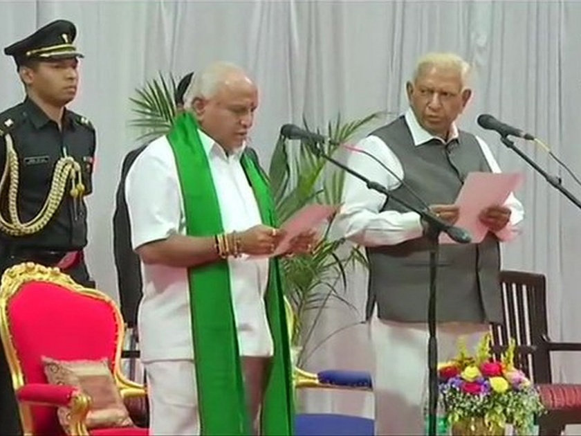 BS Yediyurappa took oath as Chief Minister of karnataka | १४ महिन्यांपूर्वी सत्ता सोडणारे पुन्हा 'सिंहासना'वर, येडियुरप्पांनी घेतली मुख्यमंत्रिपदाची शपथ