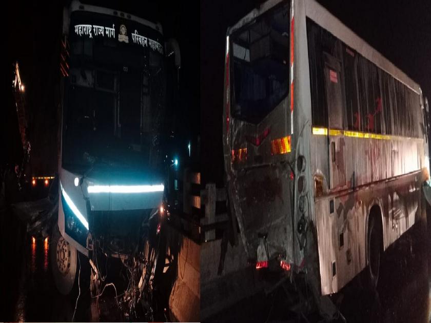 Shivshahi Bus-Eicher Tempo accident in Sangamner, nine injured | संगमनेरमध्ये शिवशाही बस-आयशर टेम्पोचा अपघात, नऊ जण जखमी