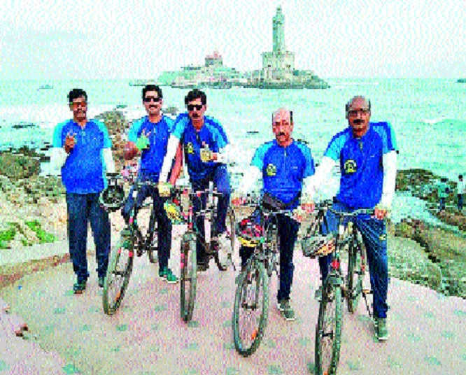  Bicycle journey from Karnal to Kanyakumari successful | कर्नाळ ते कन्याकुमारी सायकल सफर यशस्वी -: जिगरबाजांची किमया
