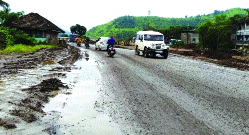 Mumbai-Goa Highway in Rutla Chikhalat; Driving distressed | मुंबई-गोवा महामार्ग रुतला चिखलात; वाहनचालक त्रस्त