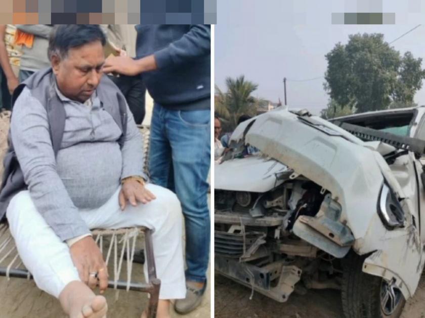 BJP MLA's Fortuner overturned in highway 28, 7 injured in bull run-in of UP jaiprakash nishad | भाजप आमदाराच्या फॉर्च्युनरला वळूची जोरदार धडक, गाडीचा चेंदामेंदा