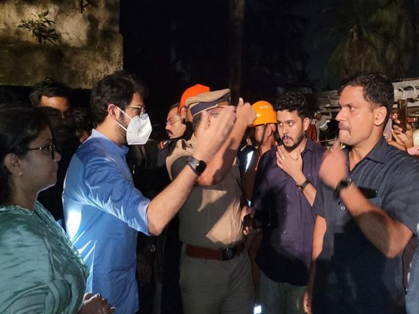 Building Collapse: Aditya Thackeray visits the victims of the building accident on the spot at 2 am | Building Collapse: आदित्य ठाकरे मध्यरात्री 2 वाजता ऑन द स्पॉट, इमारत दुर्घटनाग्रस्तांची घेतली भेट