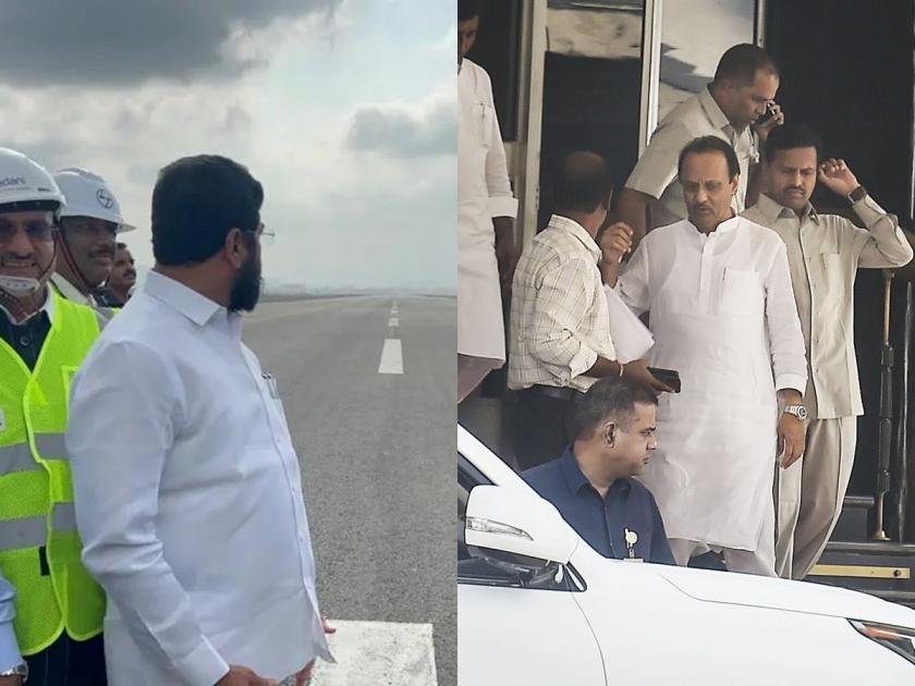 Due to bad weather, the flight of Chief Minister Eknath Shinde, Deputy Chief Minister Ajit pawar changed its route, landed in Jalgaon instead of Dhule! | मुख्यमंत्री, उपमुख्यमंत्र्यांच्या विमानाचा मार्ग बदलला, अखेर जळगावात लँडींग
