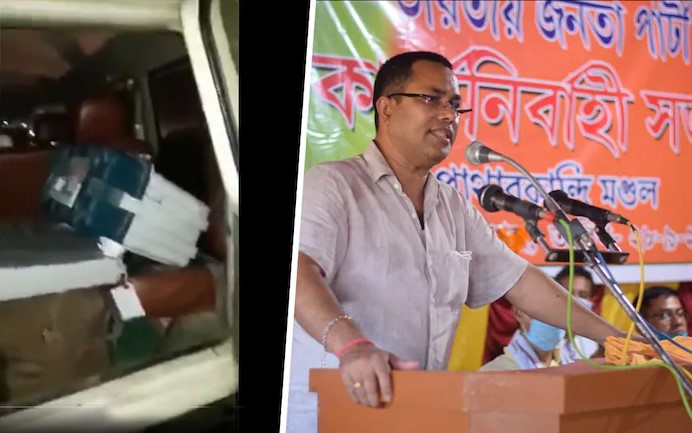EVM in BJP leader's car, 4 officers suspended by Election Commission in assam | भाजपा नेत्याच्या गाडीत EVM आढळल्याने गोंधळ, आयोगाकडून 4 अधिकारी निलंबित