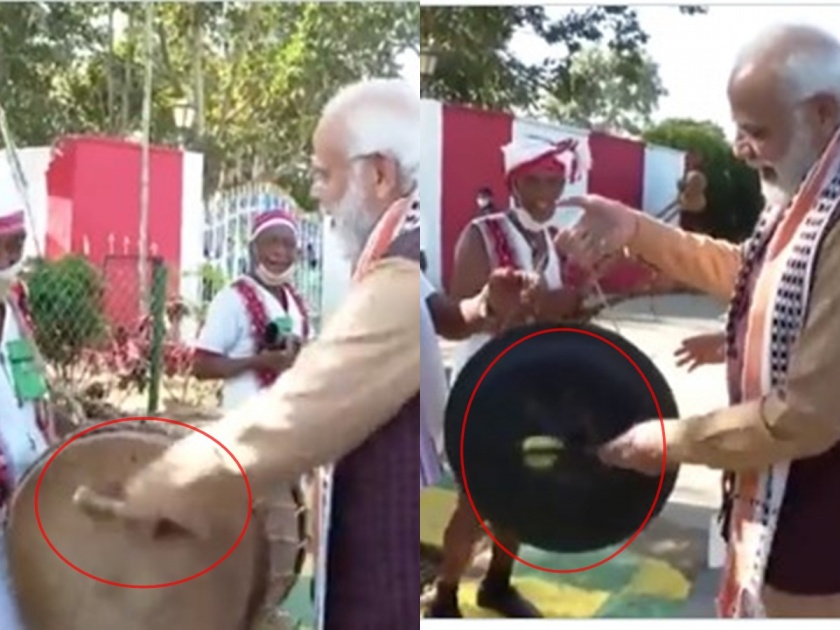 Modi in Manipur: ... Prime Minister Narendra Modi also rang the traditional bell in Manipur | Modi in Manipur: ढम ढम बाजे ढोल... पंतप्रधान मोदींनी मणीपूरमध्ये पारंपरीक घंटाही वाजवला