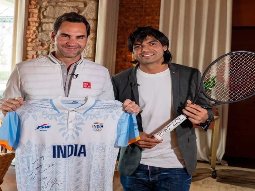 Tennis star Roger Federer and Neeraj Chopra's special relationship, gift and gift in Switzerland | टेनिसस्टार फेडरर अन् नीरज चोप्राचं खास नातं; स्वित्झर्लंडमध्ये भेट अन् स्पेशल गिफ्टही