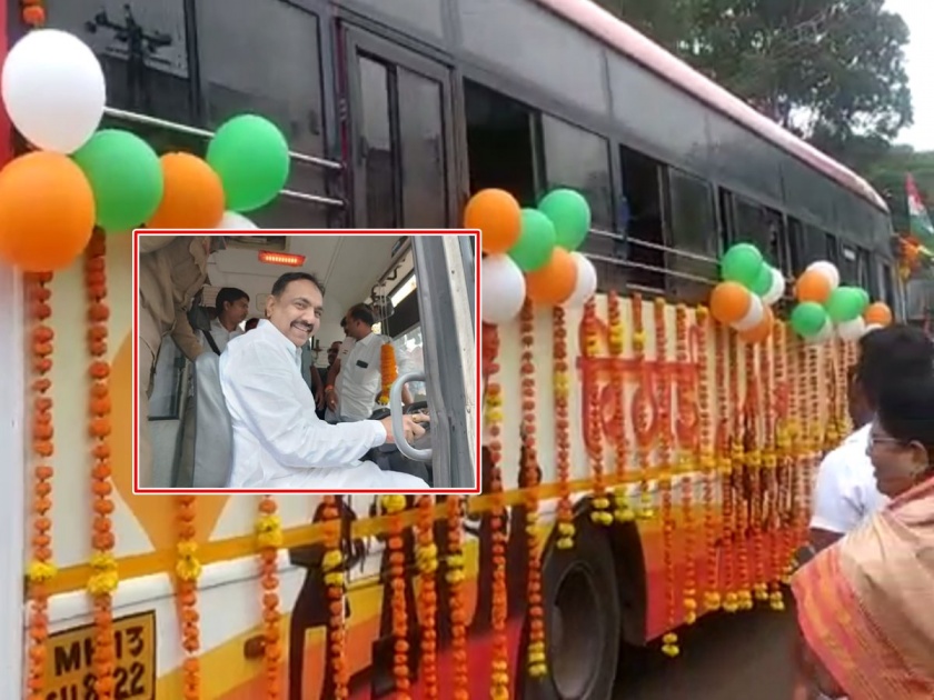 Video: Double the excitement! Jayant Patil steered the ST Lal Pari through the city of islampur | Video: उत्साह द्विगुणीत! जयंत पाटलांच्या हाती 'लाल परी'चं स्टेअरीगं, शहरातून चालवली 'विठाई'