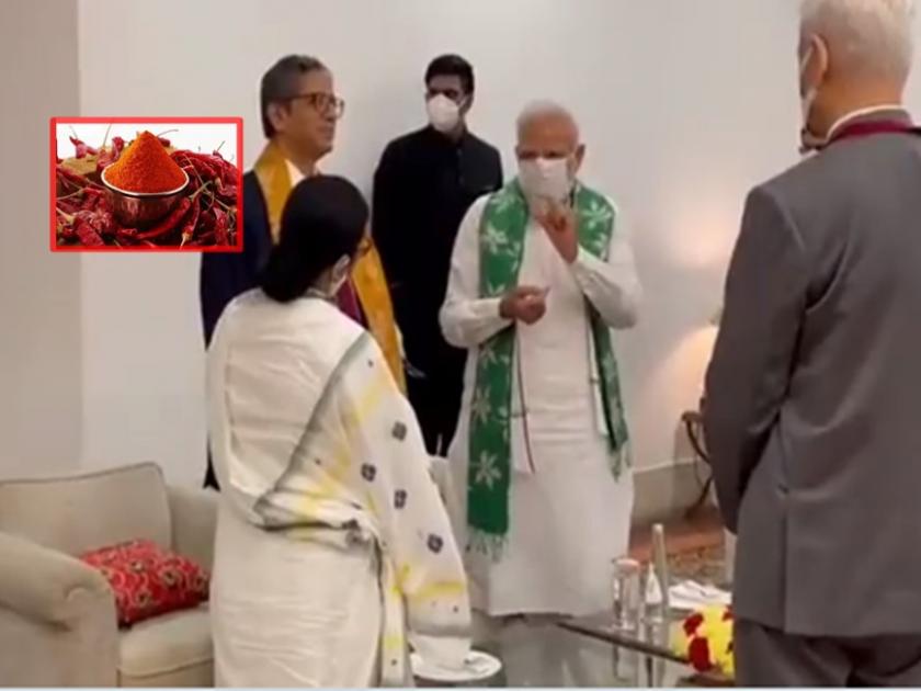 Narendra Modi: Tips for beating red chillies from PM, Modi-Mamata video goes viral | Narendra Modi: पंतप्रधानांकडून 'लाल मिरची' कुटण्याची टिप्स, मोदी-ममतांचा व्हिडिओ व्हायरल