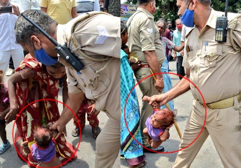 up police viral photo in action merath , netizens angry after seeing child viral photo | निर्दयी पोलिसावर कारवाई करा, चिमुकल्याचा फोटो पाहून नेटीझन्सचा संताप