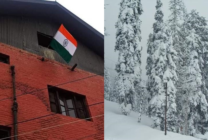 Jammu and Kashmir : Jai Hind! For the first time since independence, the tricolor was hoisted on the Press Enclave in Kashmir srinagar | Jammu and Kashmir : जय हिंद ! देशाच्या स्वातंत्र्यानंतर काश्मीरमधील प्रेस एन्क्लेव्हवर पहिल्यांदाच फडकला तिरंगा