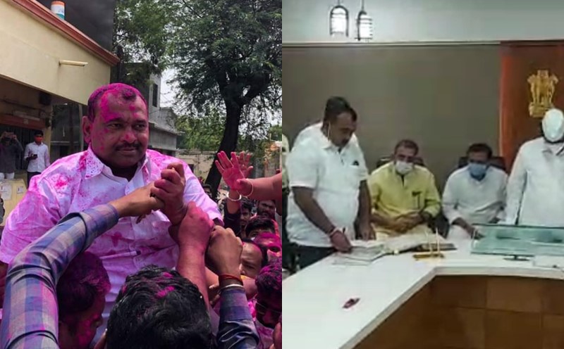 I swear that I am satisfied ..; The newly elected MLAs of Pandharpur took oath | Video : मी समाधान आवताडे शपथ घेतो की..; पंढरीच्या नवनिर्वाचित आमदारांनी घेतली शपथ