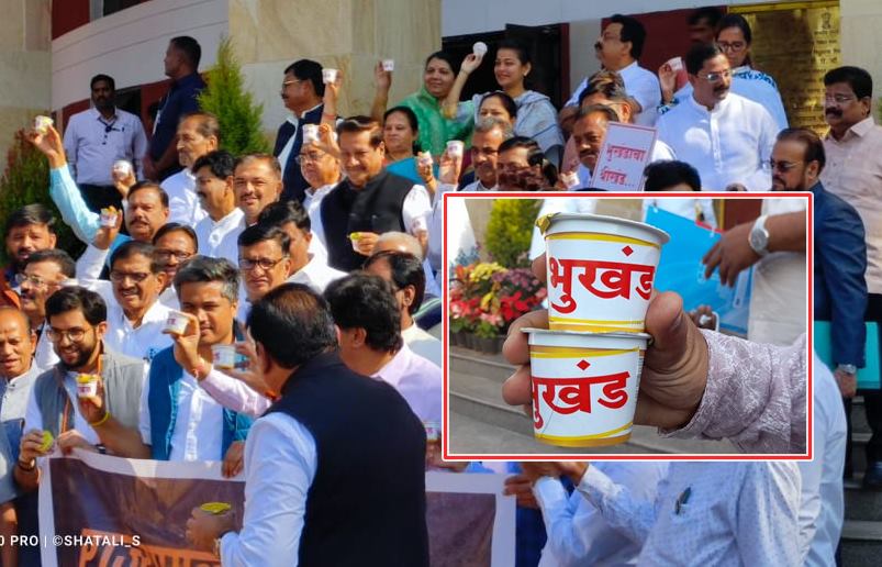 'Foxcon to Gujarat, Popcorn to Maharashtra'; Opponents are aggressive with boxes of Srikhand in nagpur assembly session | 'गुजरातला फॉक्सकॉन, महाराष्ट्राला पॉपकॉर्न'; श्रीखंडाचे डबे घेऊन विरोधक आक्रमक