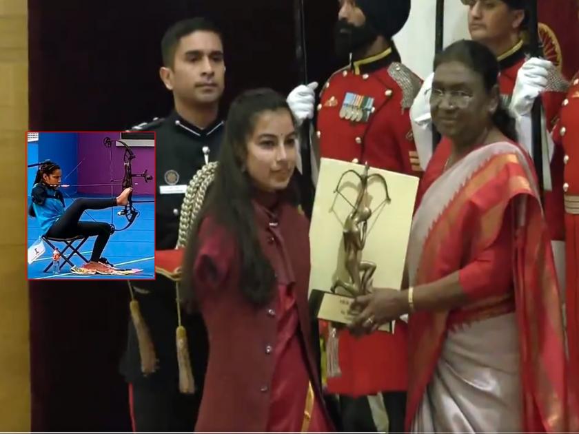 Video: Arjuna Award to archer Sheetal Devi without both hands; A round of applause | Video: दोन्ही हात नसलेल्या आर्चर शीतल देवीला 'अर्जुन पुरस्कार'; टाळ्यांचा कडकडाट