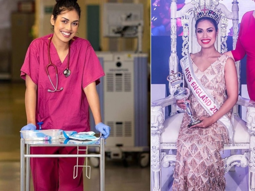  India born miss england bhasha mukherjee returns as doctor in uk sna | Coronavirus : डोक्यावरचा मुकुट काढून रुग्णांवर उपचार करतेय ही 'मिस इंग्लंड', असे आहे तिचे 'इंडियन कनेक्शन'