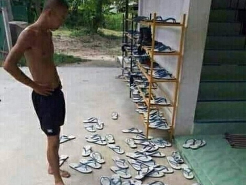 Viral photo of a guy trying to find his slippers is all about meme now | दिमाग खराब! याला सापडत नाहीये त्याची चप्पल अन् लोकांचं काहीतरी भलतंच सुरूये!