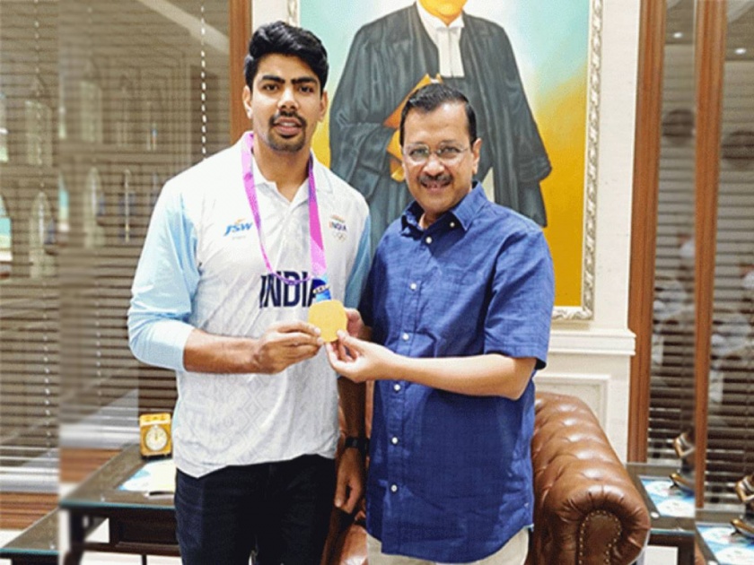 Chief Minister Arvind Kejriwal has announced that the Delhi government will award Rs 1 crore to Pawan Sehrawat, a member of the Indian Kabaddi team who won the gold medal in the Asian Games 2023 | गोल्ड मेडलिस्ट पवन सेहरावतला दिल्ली सरकार १ कोटी रूपये देणार; केजरीवालांची मोठी घोषणा
