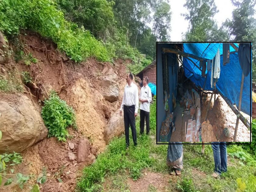 Landslides in Chinder-Terai hills, threat to houses increased | सिंधुदुर्ग: चिंदर-तेरई डोंगरामध्ये भूस्खलन, घरांना धोका वाढला; प्रशासन सुस्तच